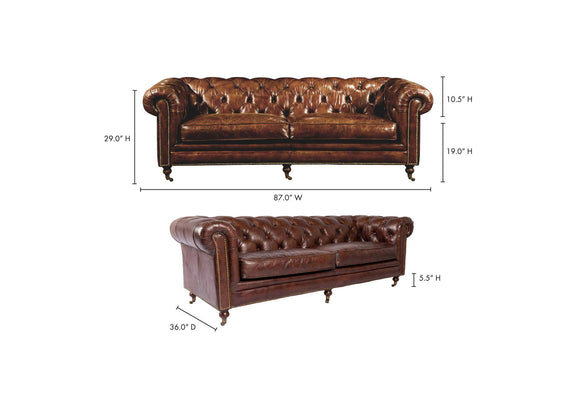 PK-1007-20 Birmingham Sofa Dark Brown Leather