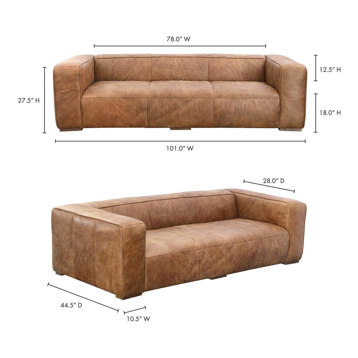 PK-1008-14 Bolton Sofa Open Road Brown Leather