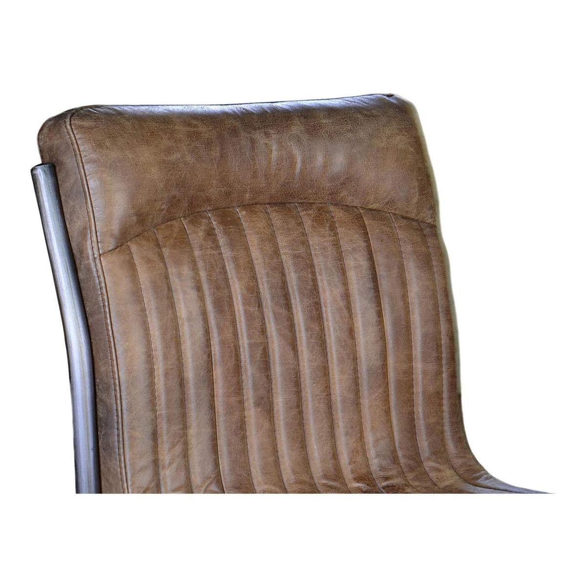 PK-1043-03 Ansel Dining Chair Grazed Brown Leather - Set Of Two