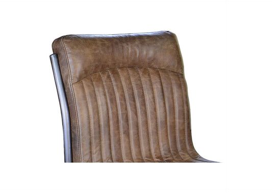 PK-1043-03 Ansel Dining Chair Grazed Brown Leather - Set Of Two