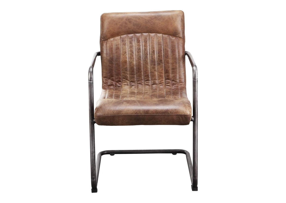 PK-1052-03 Ansel Arm Chair Grazed Brown Leather - Set Of Two