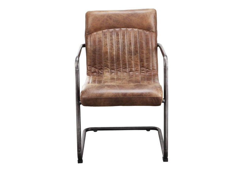 PK-1052-03 Ansel Arm Chair Grazed Brown Leather - Set Of Two