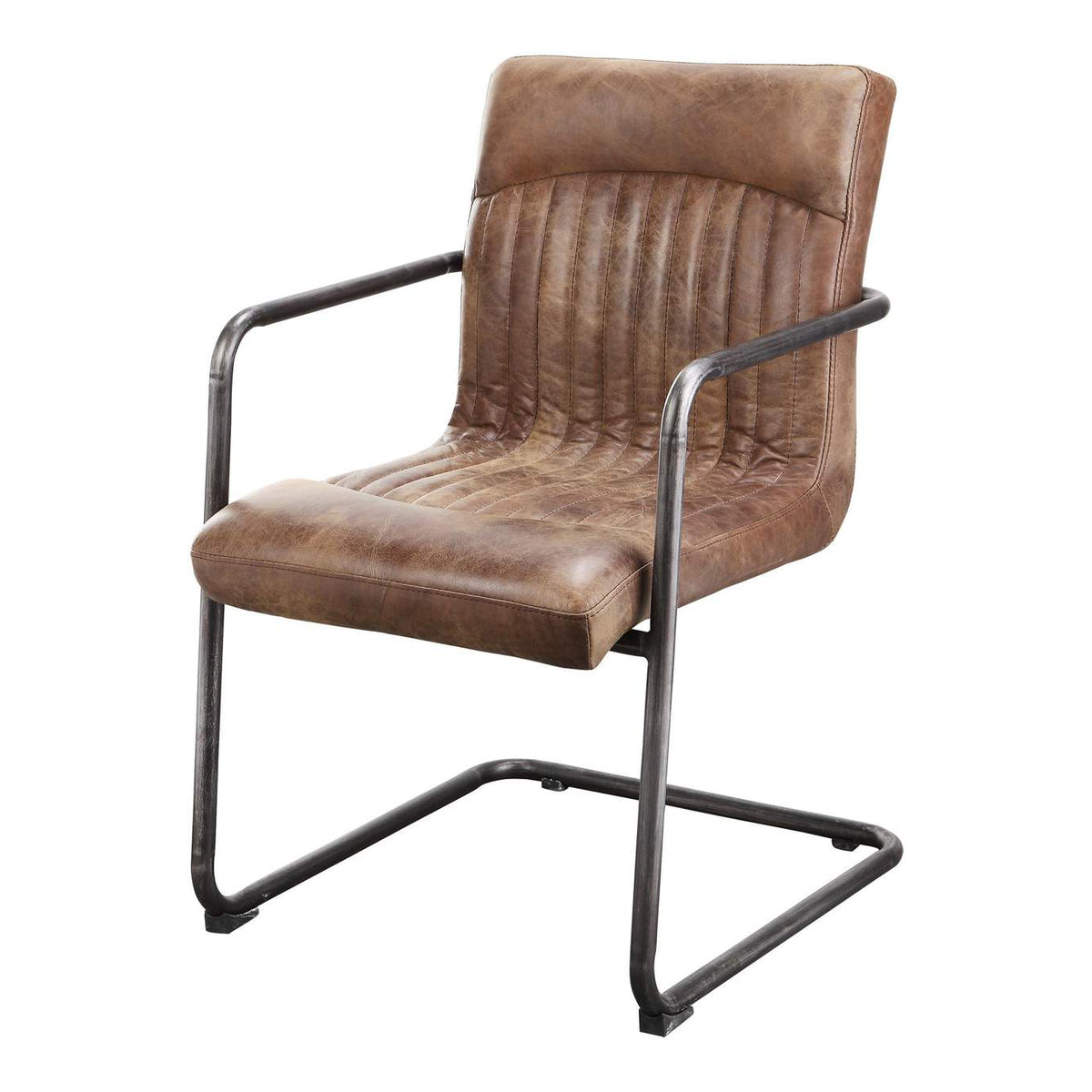 PK-1052-03 Ansel Arm Chair Grazed Brown Leather - Set Of Two
