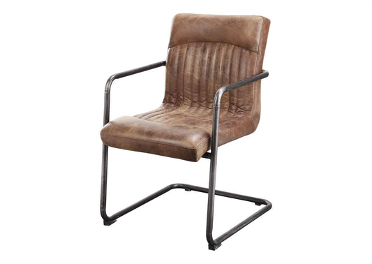 PK-1052-03 Ansel Arm Chair Grazed Brown Leather - Set Of Two
