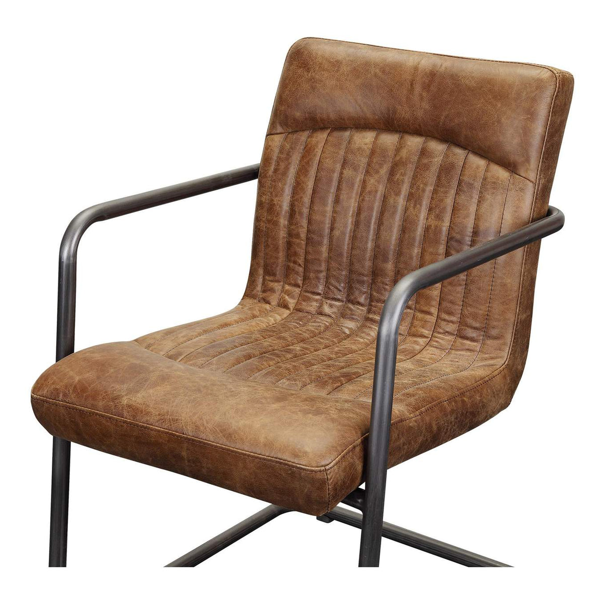 PK-1052-03 Ansel Arm Chair Grazed Brown Leather - Set Of Two