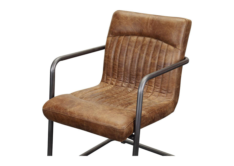 PK-1052-03 Ansel Arm Chair Grazed Brown Leather - Set Of Two