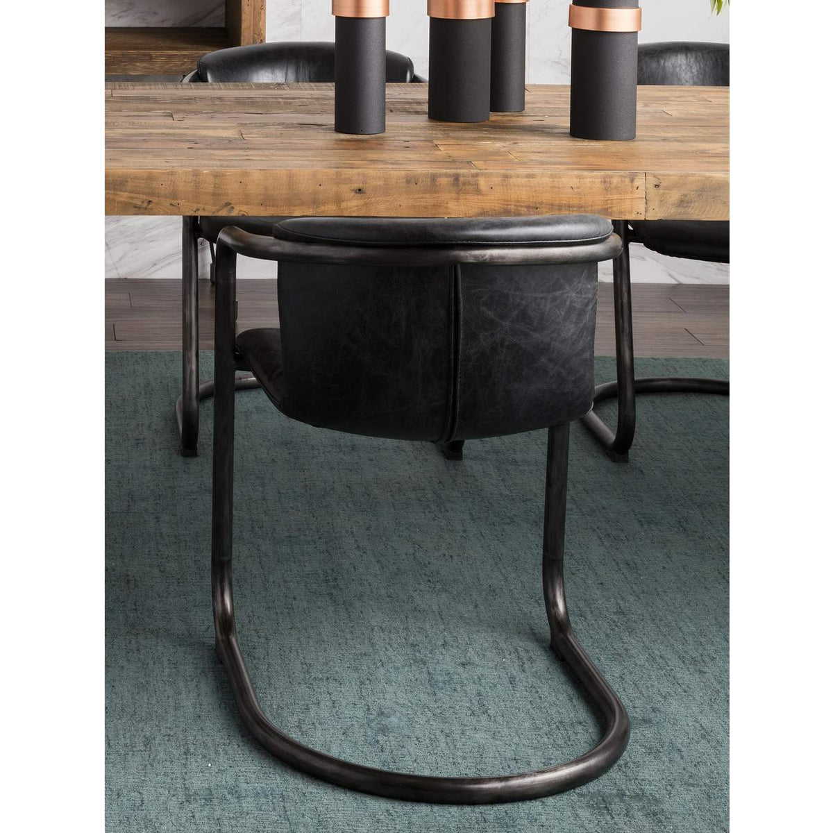 PK-1059-02 Freeman Dining Chair Onyx Black Leather - Set Of Two