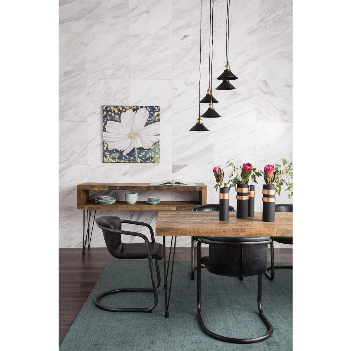 PK-1059-02 Freeman Dining Chair Onyx Black Leather - Set Of Two