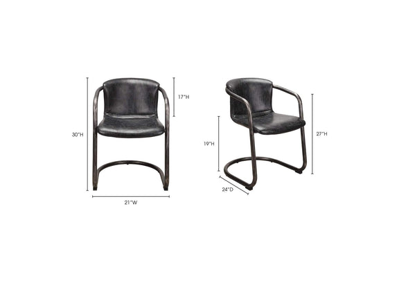 PK-1059-02 Freeman Dining Chair Onyx Black Leather - Set Of Two