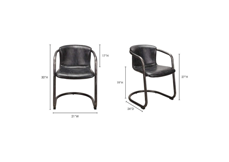 PK-1059-02 Freeman Dining Chair Onyx Black Leather - Set Of Two
