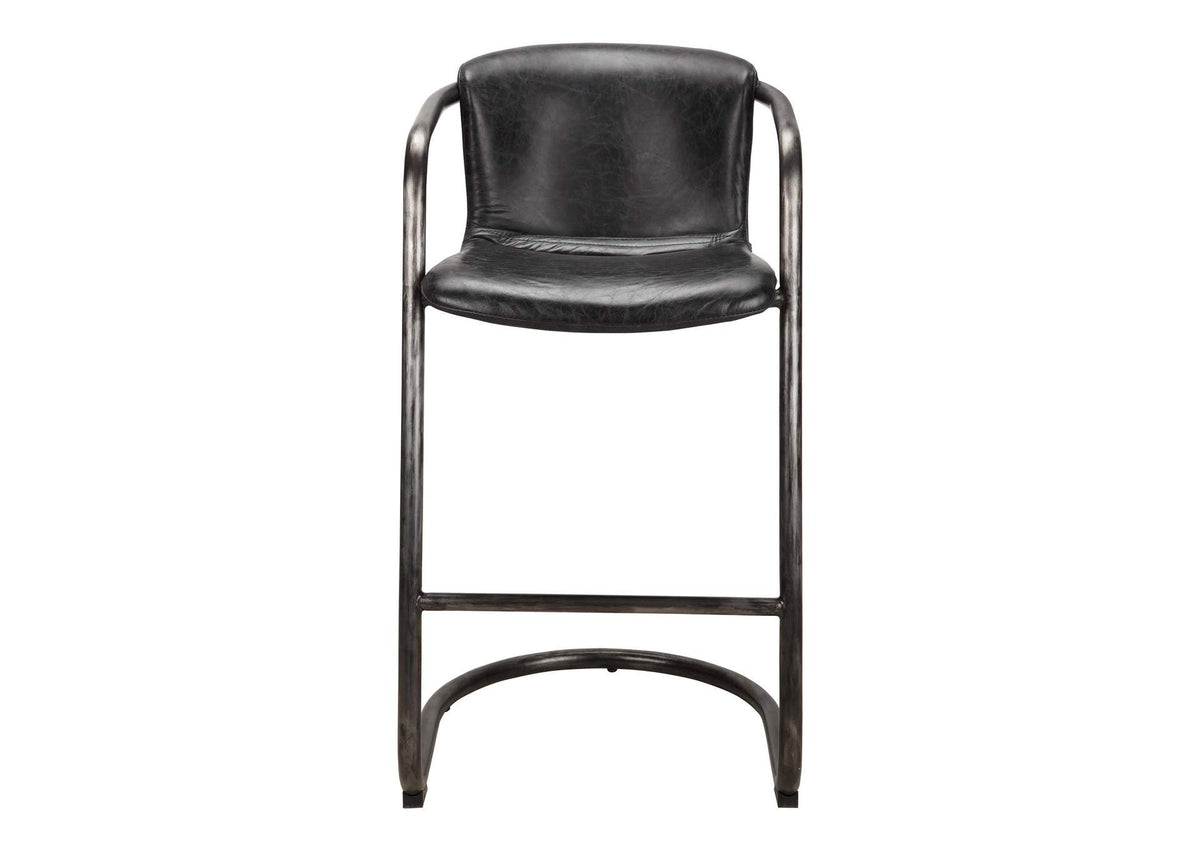 PK-1060-02 Freeman Barstool Onyx Black Leather - Set Of Two