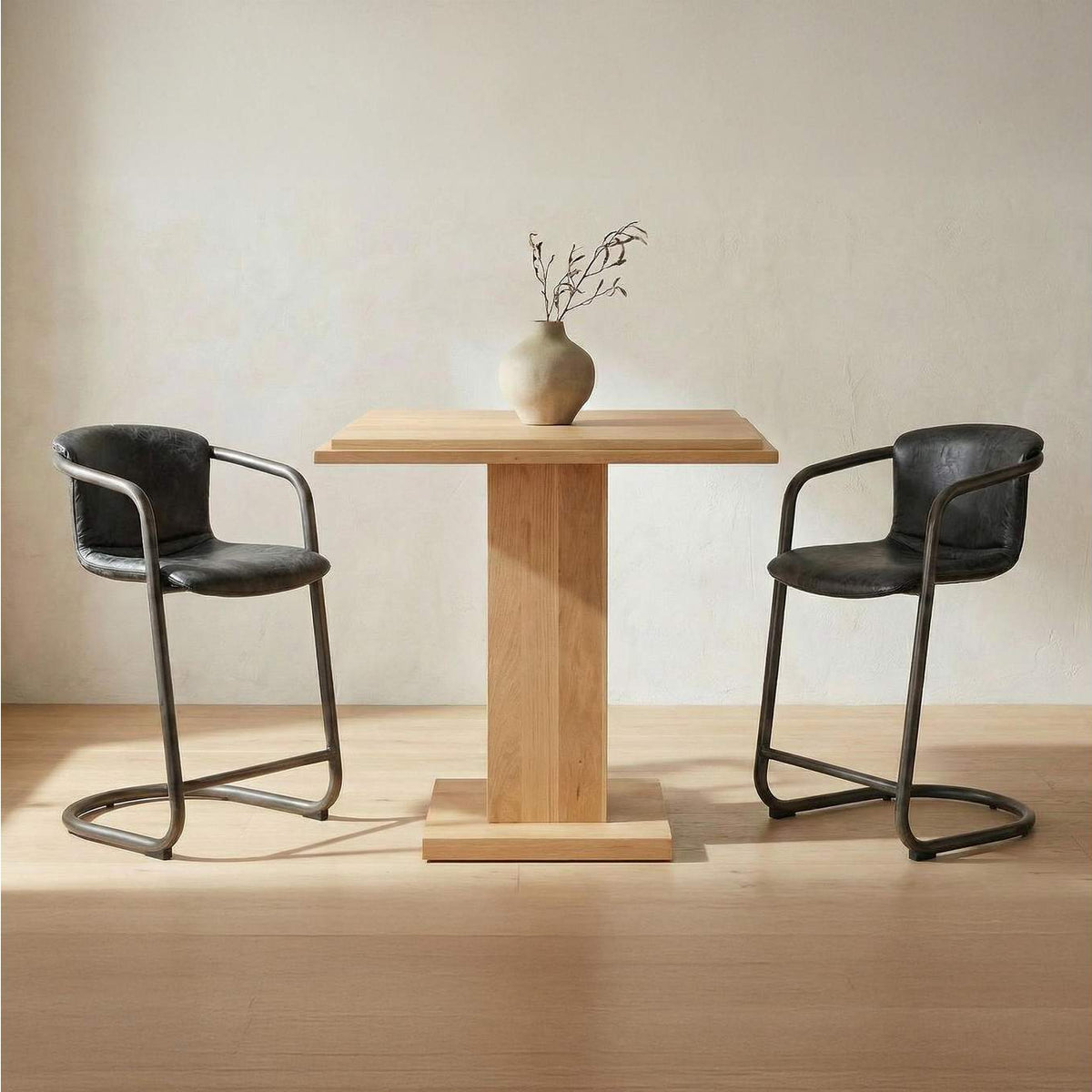 PK-1060-02 Freeman Barstool Onyx Black Leather - Set Of Two