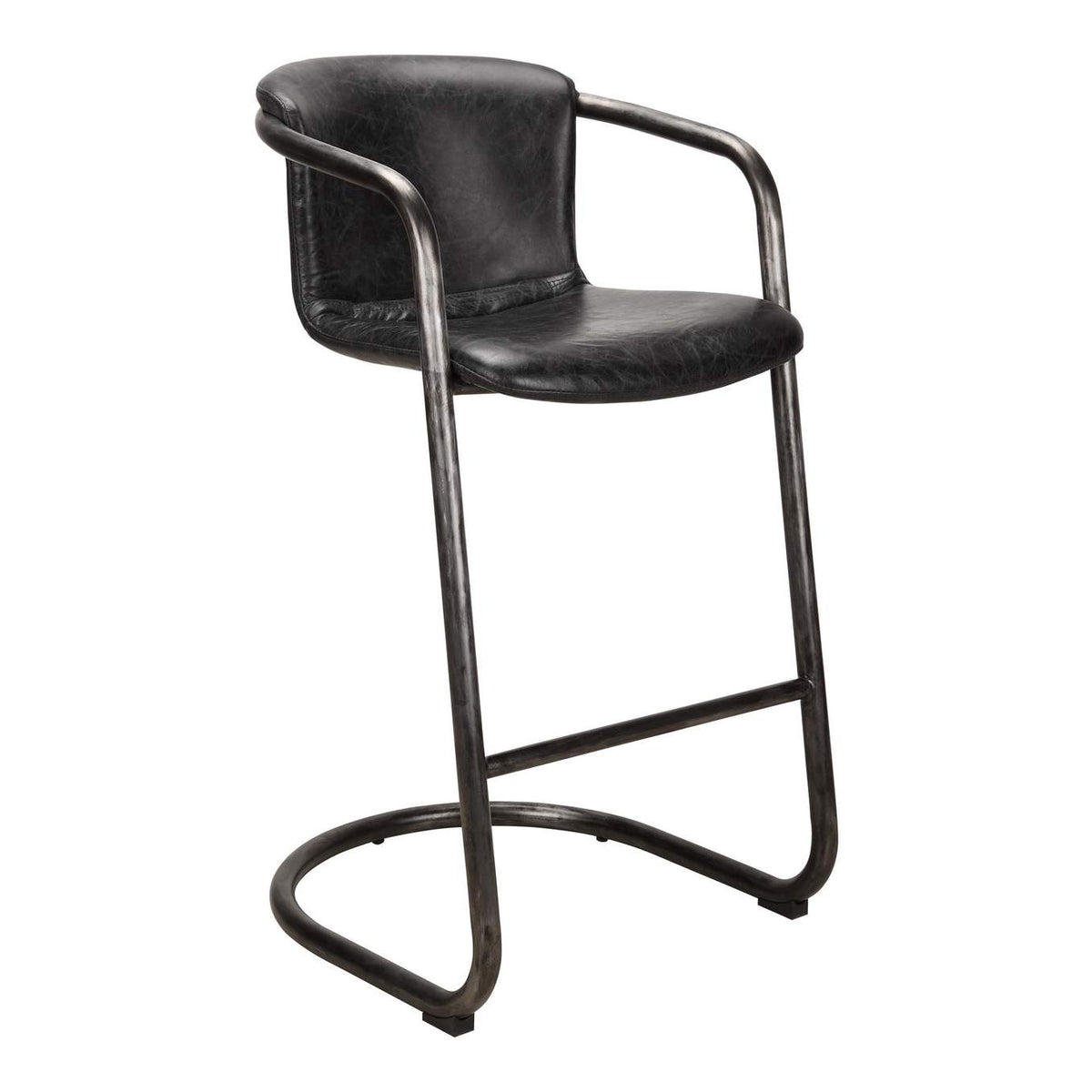 PK-1060-02 Freeman Barstool Onyx Black Leather - Set Of Two