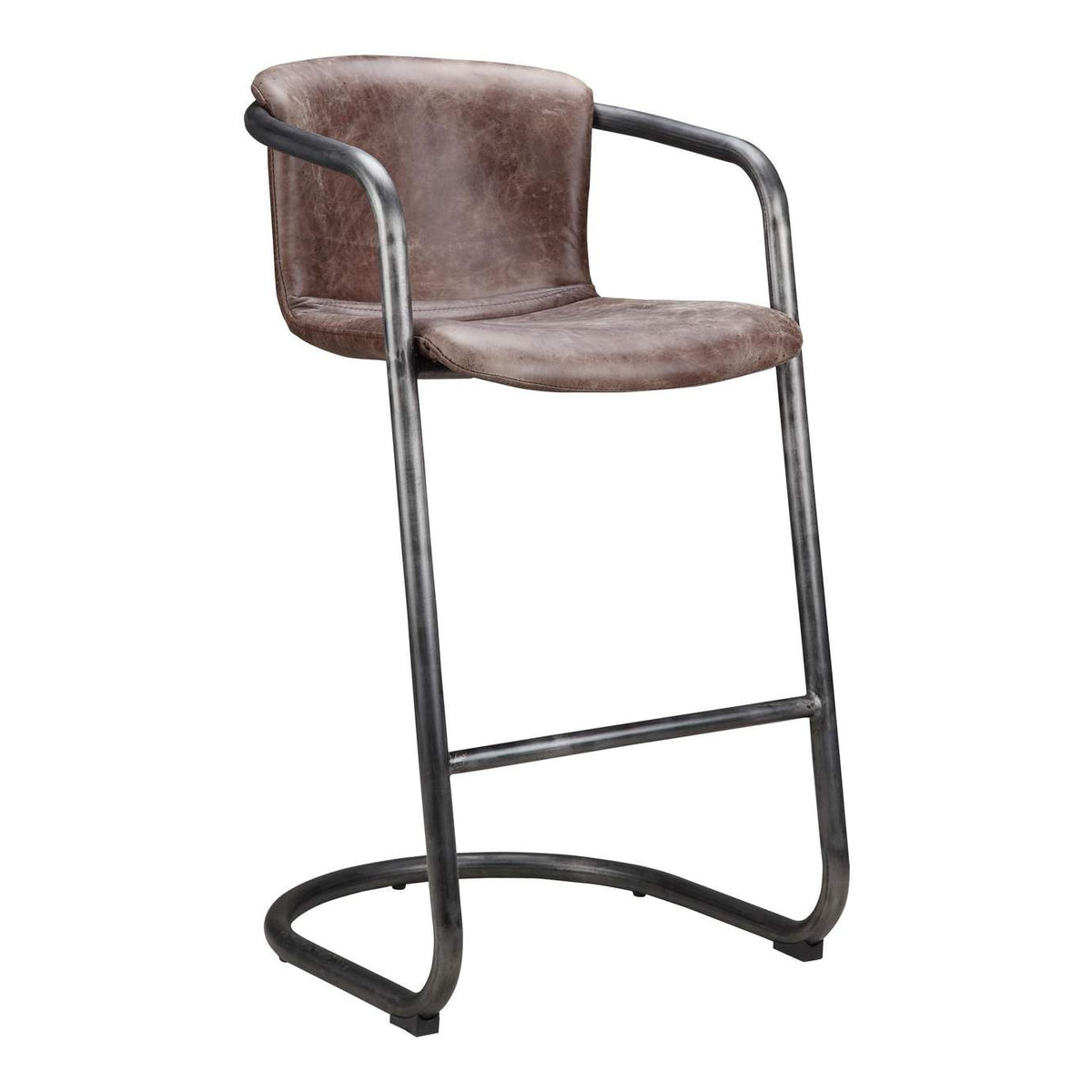 PK-1060-03 Freeman Barstool Grazed Brown Leather - Set Of Two