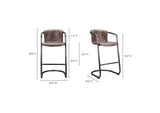 PK-1060-03 Freeman Barstool Grazed Brown Leather - Set Of Two