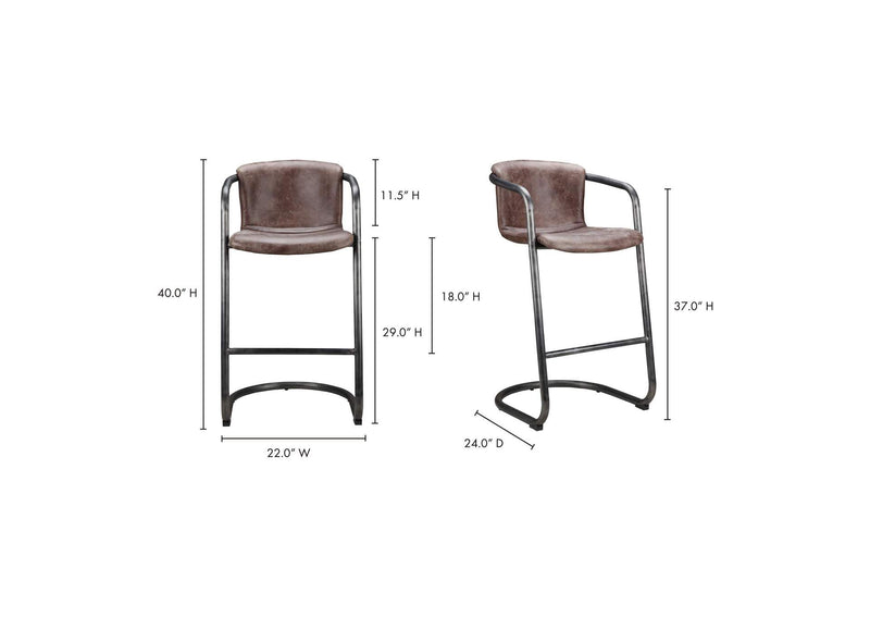 PK-1060-03 Freeman Barstool Grazed Brown Leather - Set Of Two