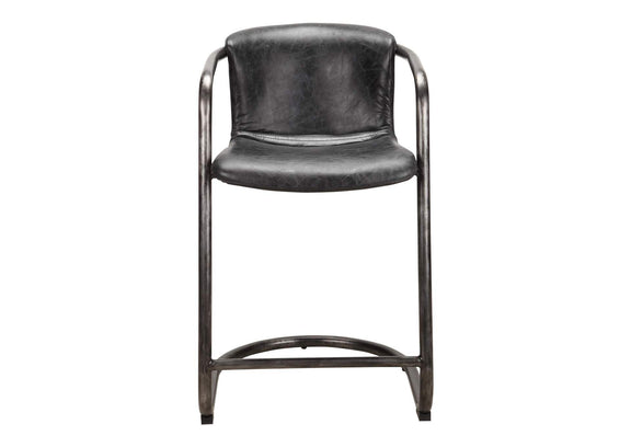 PK-1061-02 Freeman Counter Stool Onyx Black Leather - Set Of Two