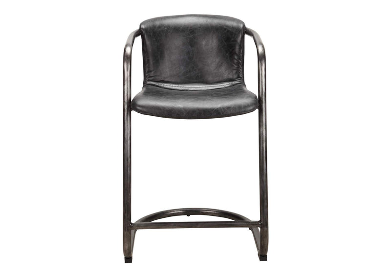 PK-1061-02 Freeman Counter Stool Onyx Black Leather - Set Of Two