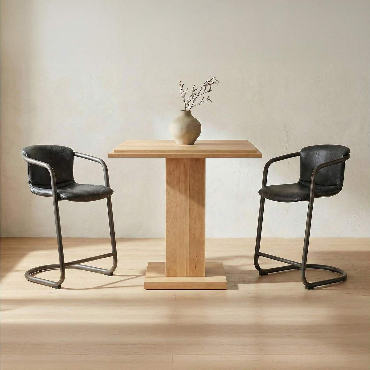 PK-1061-02 Freeman Counter Stool Onyx Black Leather - Set Of Two