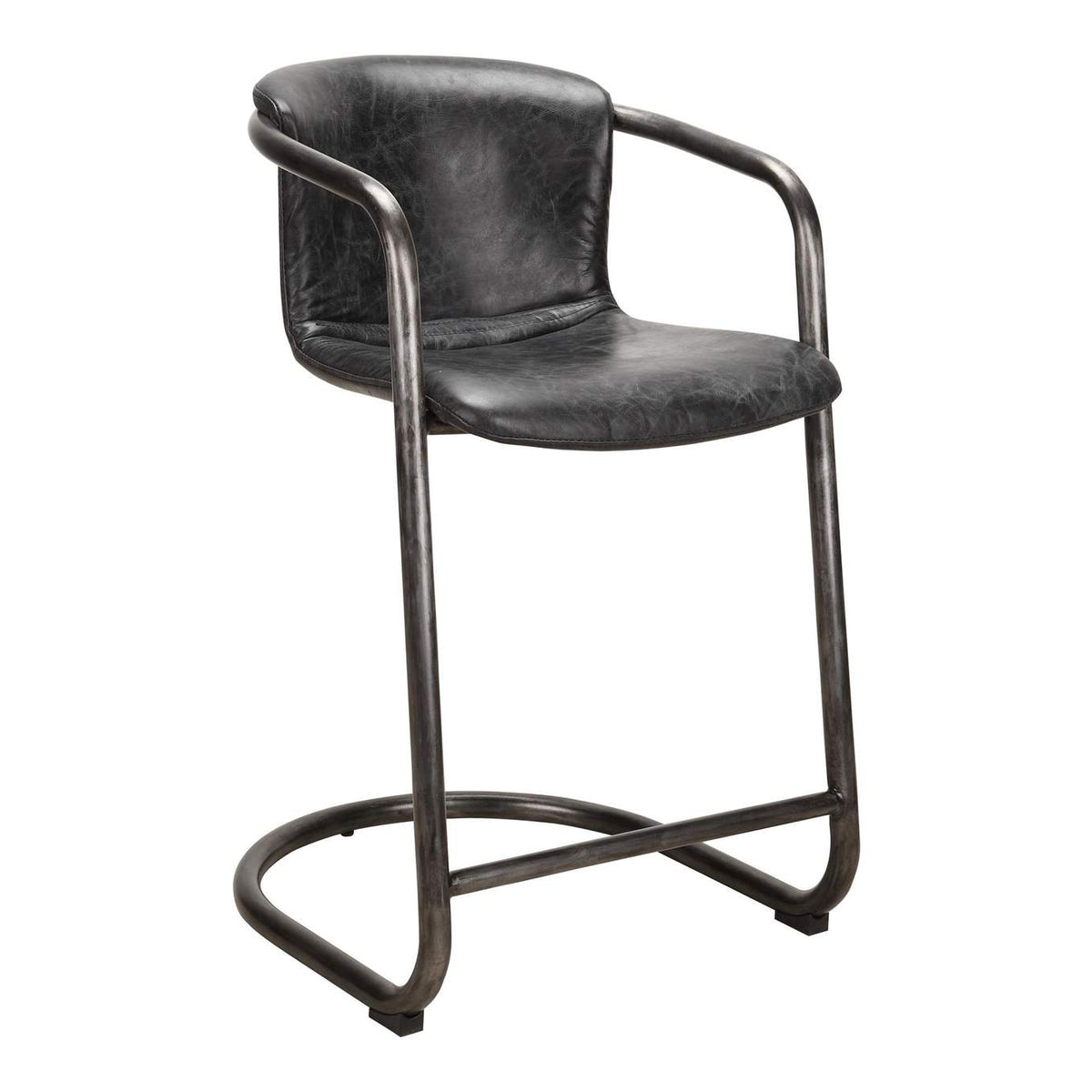 PK-1061-02 Freeman Counter Stool Onyx Black Leather - Set Of Two