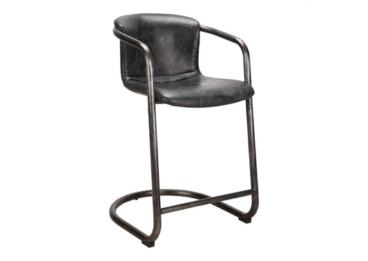 PK-1061-02 Freeman Counter Stool Onyx Black Leather - Set Of Two