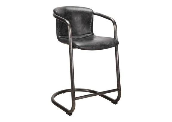 PK-1061-02 Freeman Counter Stool Onyx Black Leather - Set Of Two