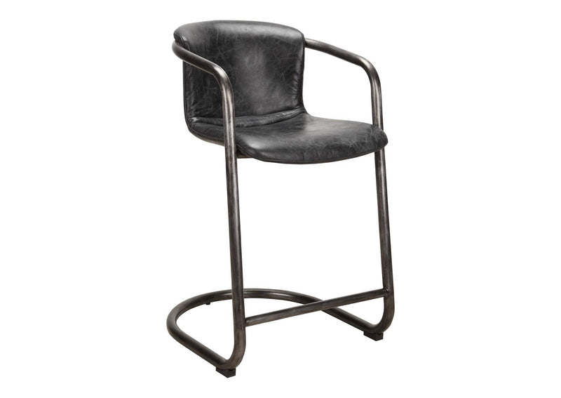 PK-1061-02 Freeman Counter Stool Onyx Black Leather - Set Of Two