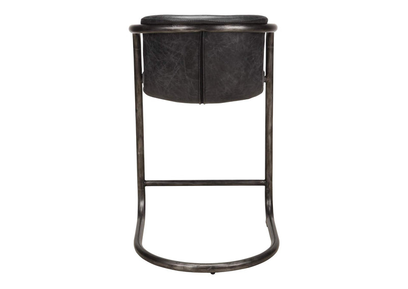 PK-1061-02 Freeman Counter Stool Onyx Black Leather - Set Of Two
