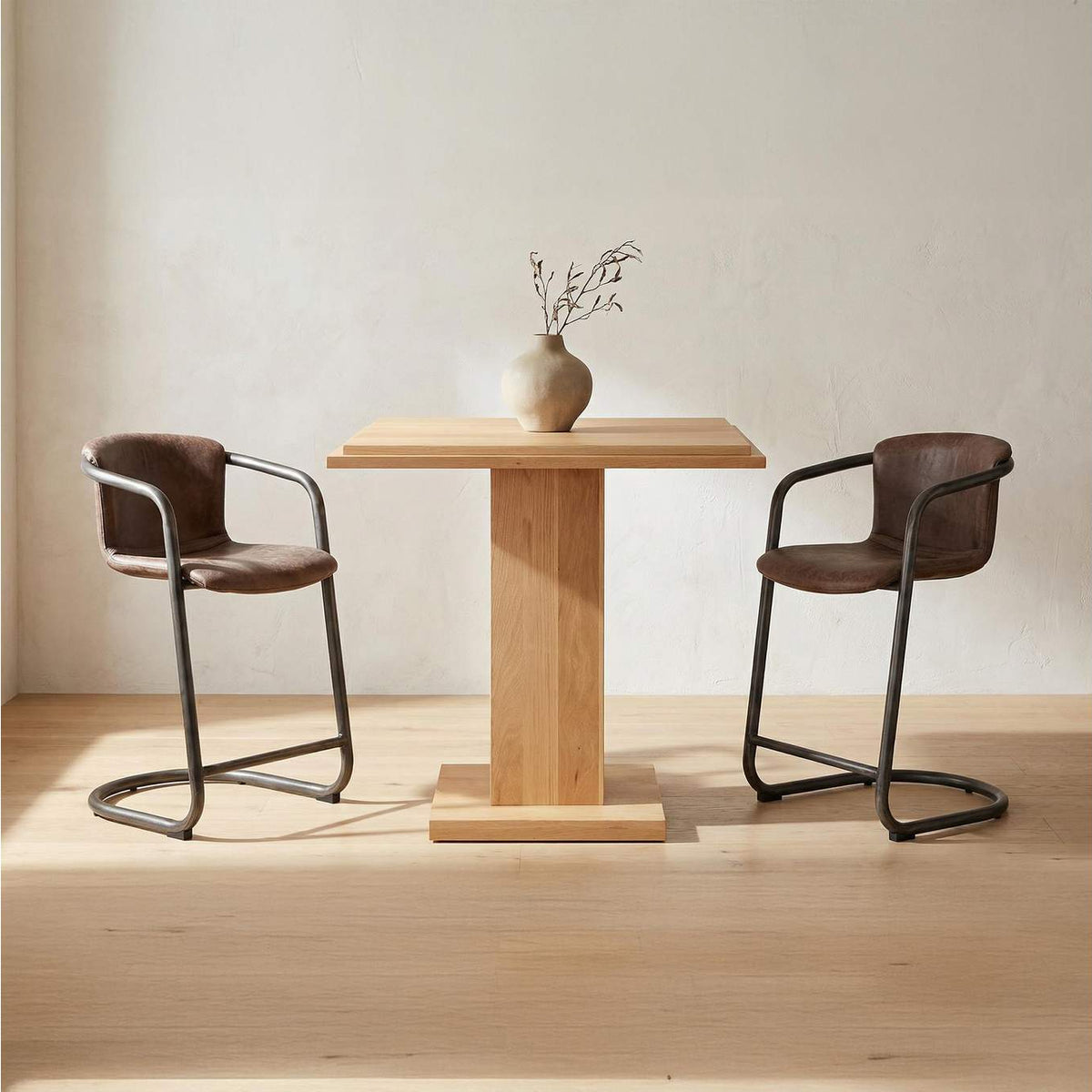 PK-1061-03 Freeman Counter Stool Grazed Brown Leather - Set Of Two