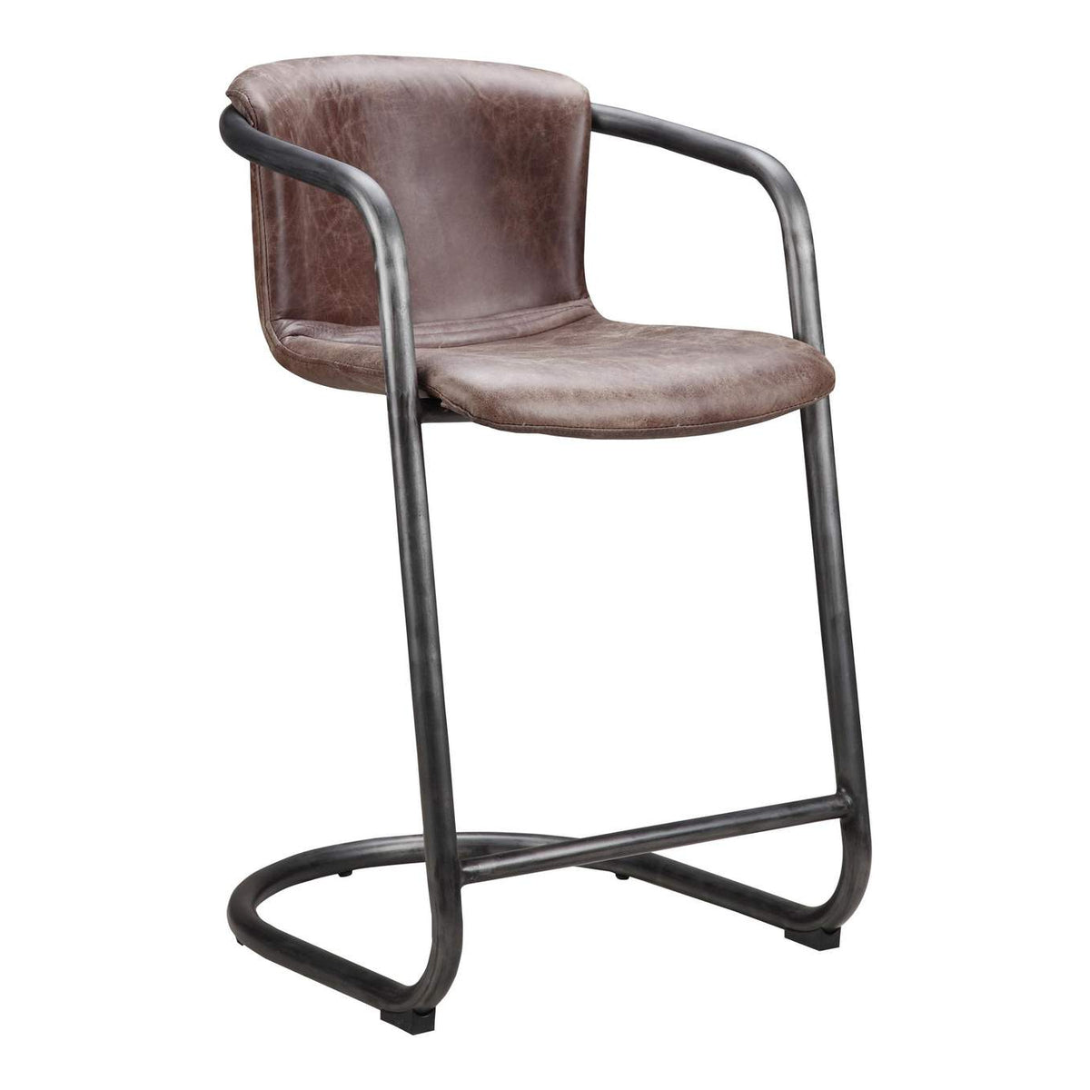 PK-1061-03 Freeman Counter Stool Grazed Brown Leather - Set Of Two