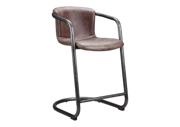 PK-1061-03 Freeman Counter Stool Grazed Brown Leather - Set Of Two