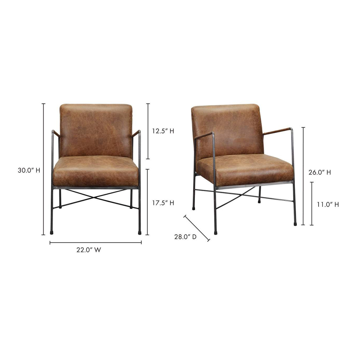 PK-1089-14 Dagwood Leather Armchair Open Road Brown