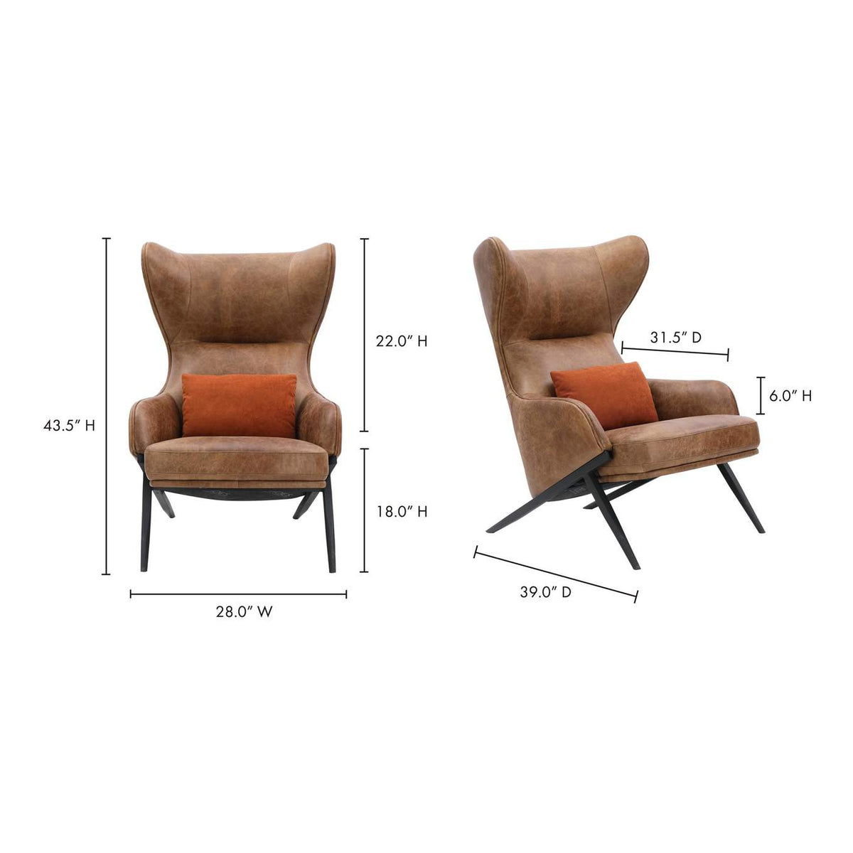 PK-1103-14 Amos Leather Accent Chair Open Road Brown