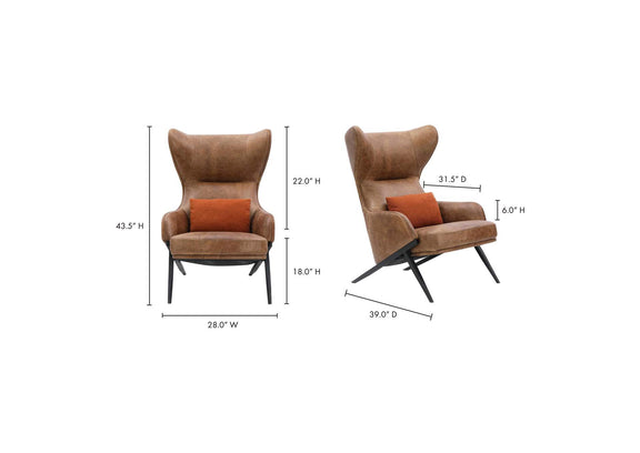 PK-1103-14 Amos Leather Accent Chair Open Road Brown