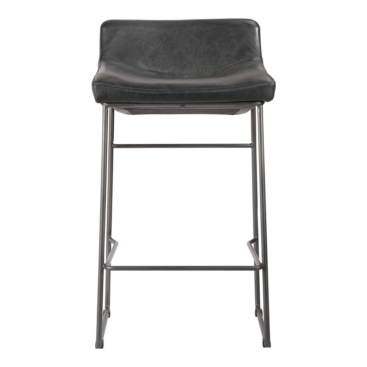 PK-1106-02 Starlet Counter Stool Onyx Black Leather - Set Of Two