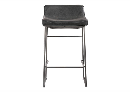 PK-1106-02 Starlet Counter Stool Onyx Black Leather - Set Of Two