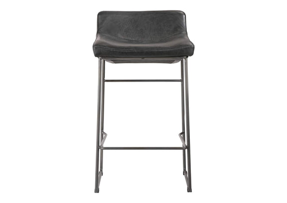 PK-1106-02 Starlet Counter Stool Onyx Black Leather - Set Of Two