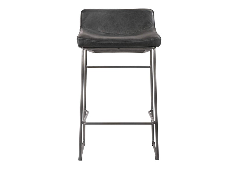 PK-1106-02 Starlet Counter Stool Onyx Black Leather - Set Of Two