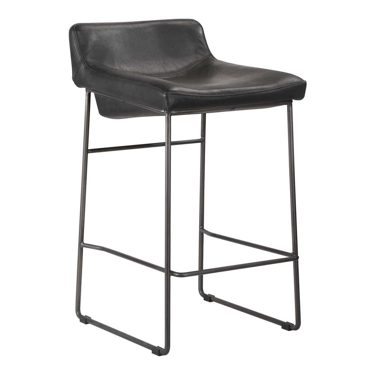PK-1106-02 Starlet Counter Stool Onyx Black Leather - Set Of Two