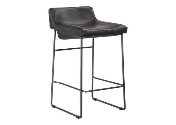 PK-1106-02 Starlet Counter Stool Onyx Black Leather - Set Of Two