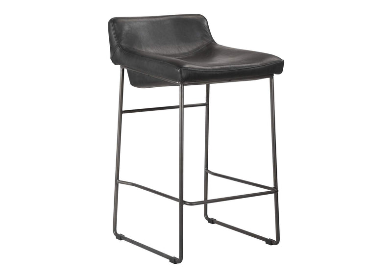 PK-1106-02 Starlet Counter Stool Onyx Black Leather - Set Of Two