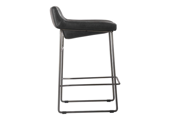 PK-1106-02 Starlet Counter Stool Onyx Black Leather - Set Of Two