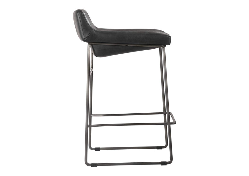 PK-1106-02 Starlet Counter Stool Onyx Black Leather - Set Of Two