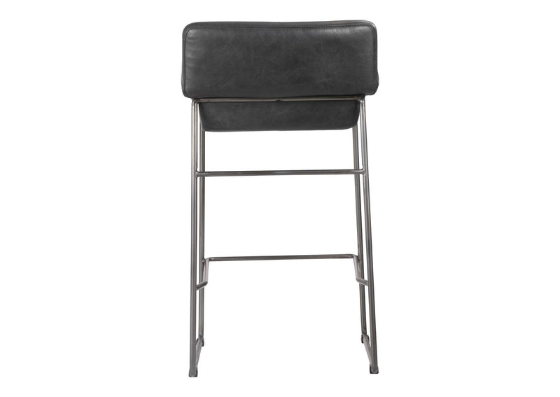 PK-1106-02 Starlet Counter Stool Onyx Black Leather - Set Of Two