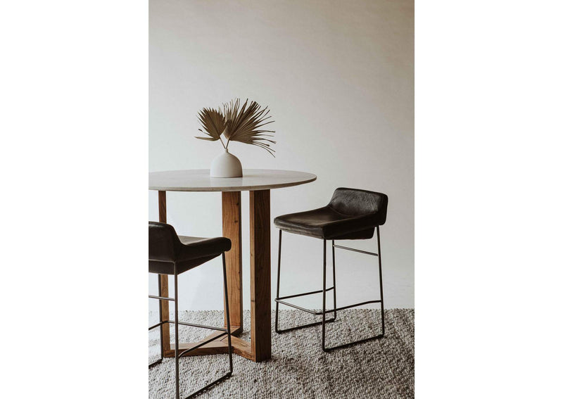 PK-1106-02 Starlet Counter Stool Onyx Black Leather - Set Of Two
