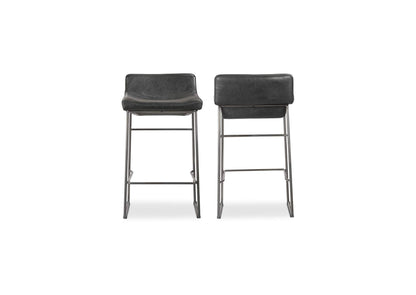 PK-1106-02 Starlet Counter Stool Onyx Black Leather - Set Of Two