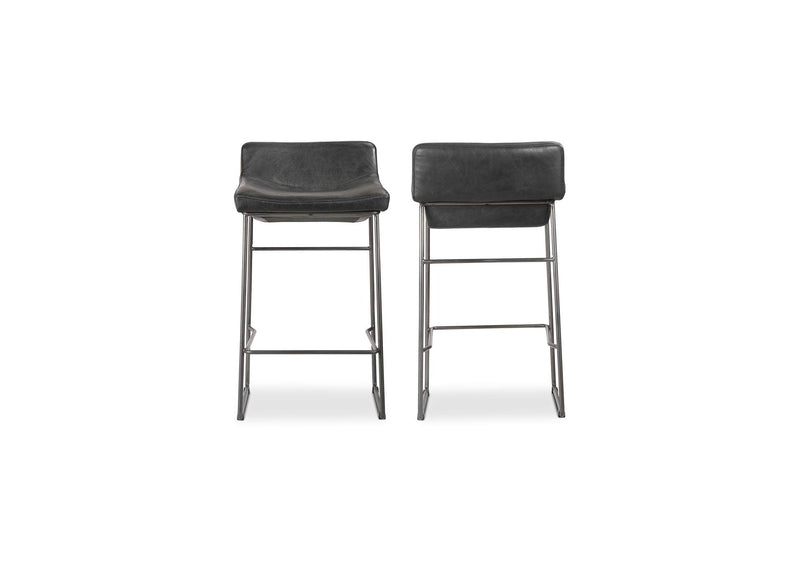 PK-1106-02 Starlet Counter Stool Onyx Black Leather - Set Of Two