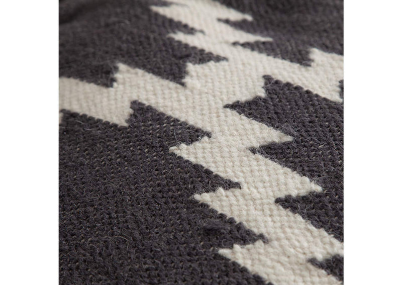 POUFSZZ Square Pouf In White/grey Pattern Wool