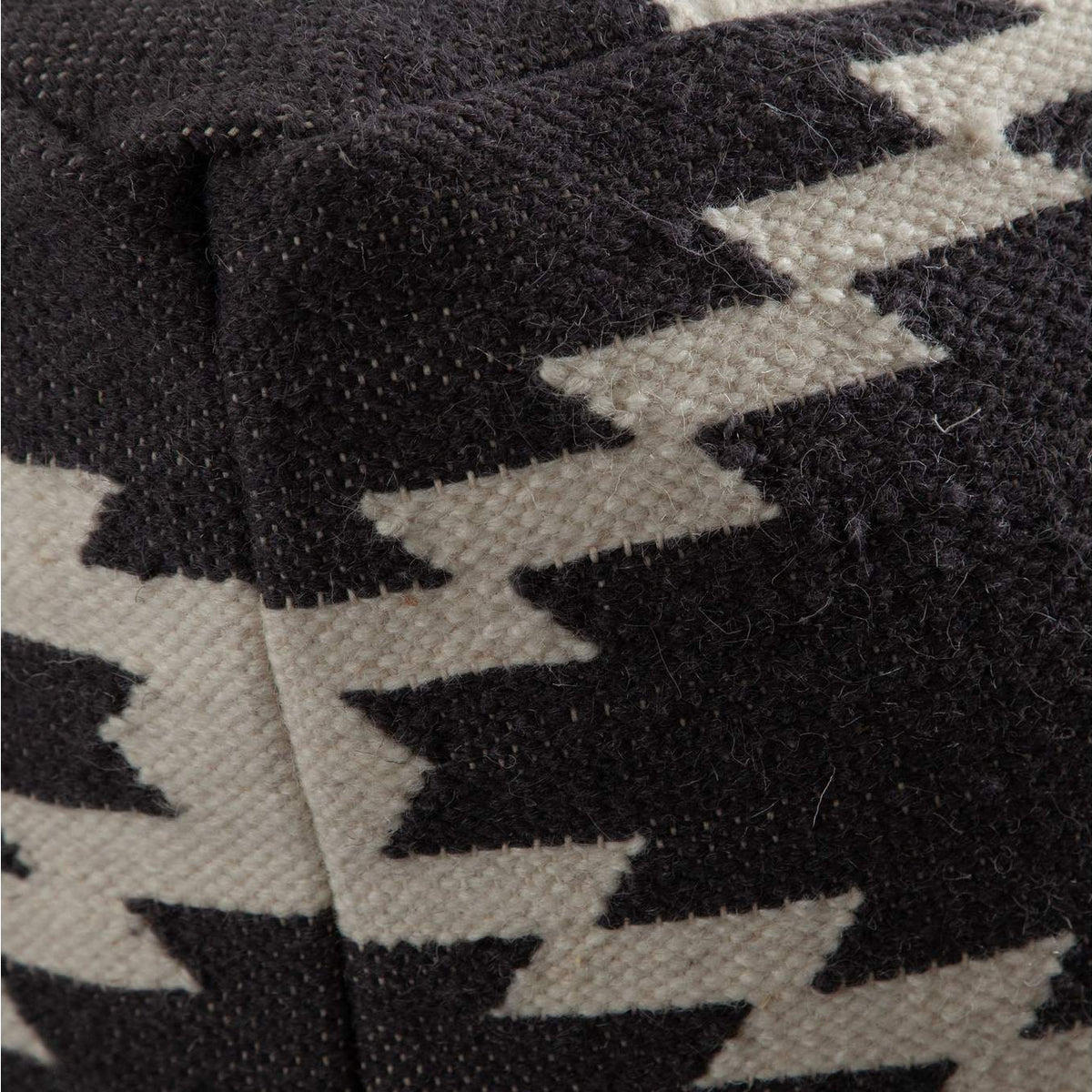 POUFSZZ Square Pouf In White/grey Pattern Wool