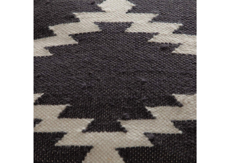 POUFSZZ Square Pouf In White/grey Pattern Wool